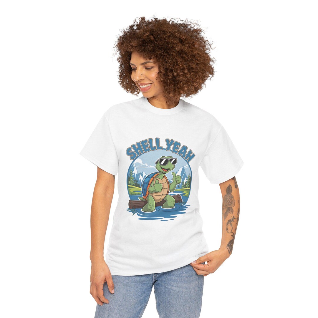 T-shirt - Shell Yeah Turtle Thumbs up Pun Tee - Etsy