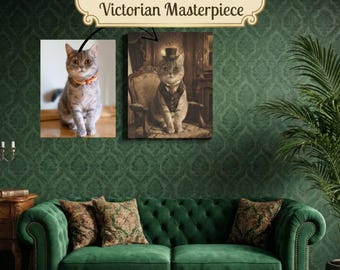 Custom Victorian Pet Portrait Canvas, Turn Your Pet Into A Vintage Painting, Royal Pet Art Print, Personalized Dog Or Cat Gift