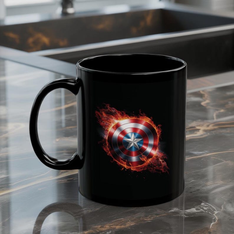 Kaffeetasse mit Kaffeetasse: Rot, Weiß, Blau, Sterne Design Bild 1