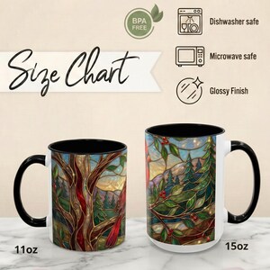 Stained Glass Cardinal Mug, Red Bird Coffee Cup, Memorial Gift For Loss, Nature Lover Present, Faux Stained Glass Art, Bird Watcher Mug image 11