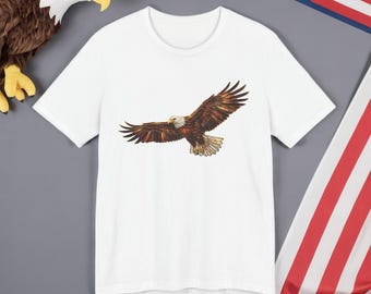 Camiseta de águila calva con vitral, camiseta de águila, camiseta de águila patriótica, camiseta de vida silvestre estadounidense, camiseta gráfica de águila de la libertad