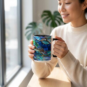 Stained Glass Sea Turtle Mug, Ocean Turtle Coffee Cup, Coastal Beach Mug Gift, Marine Life Art Cup, Sea Lover Gift, Ocean Wildlife Mug image 9