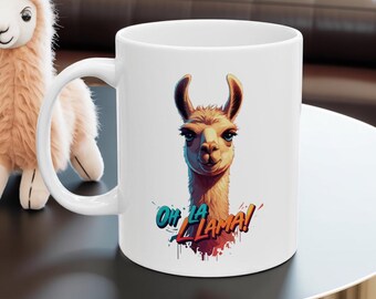 Llama Mug: Oh La Llama Ceramic Coffee Cup
