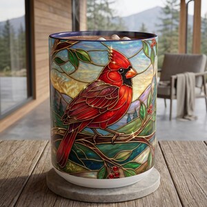Stained Glass Cardinal Mug, Red Bird Coffee Cup, Memorial Gift For Loss, Nature Lover Present, Faux Stained Glass Art, Bird Watcher Mug image 13