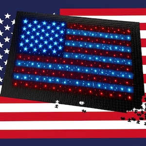 Bioluminescent USA Flag Jigsaw Puzzle - Patriotic Cosmic Puzzle 252-2000PC - Starry Red White Blue Home Decor Family Game Night Gift
