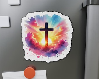 Watercolor Cross Magnet: Religious Christian Decor