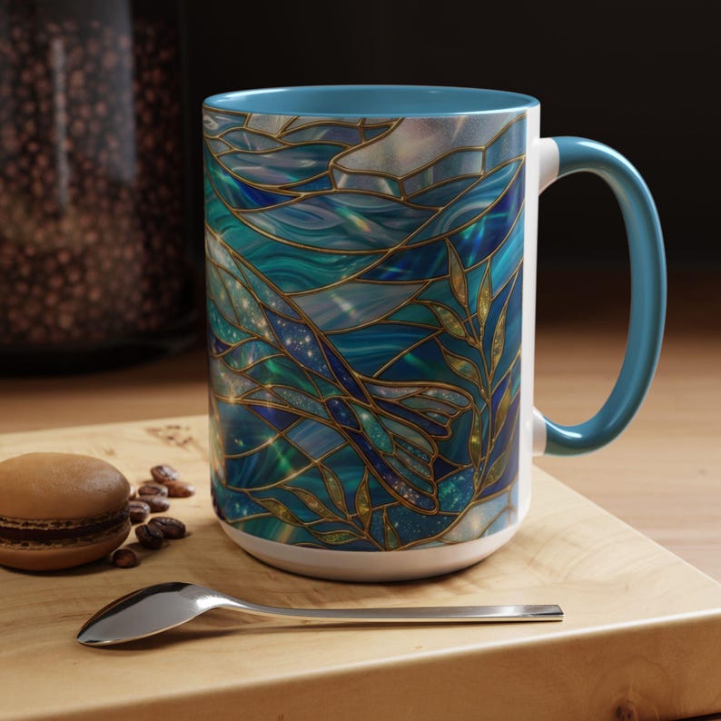 Seal Coffee Mug, Stained Glass Seal Mug, Cute Marine Animal Art Mug, Ocean Lover Gift, Unique Ceramic Coffee Cup, 11oz 15oz Coastal Mug image 20