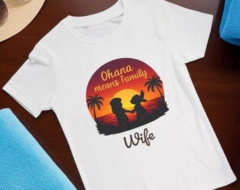 Aangepast Ohana-familieshirt: Hawaiian Sunset Vacation-T-shirt