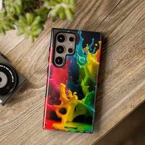 Spectrum Splash Samsung Case: Vibrant Paint Swirl, Tough Protection