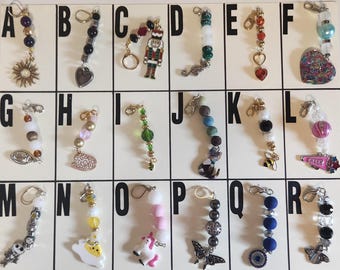 Unique Beaded Stitch Marker, Backpack Charm, Zipper Pull
