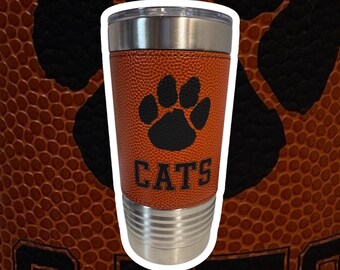 Basketball Leather Tumbler - Personalized Engraved Sports Mug - Custom Gift for Sports Fans