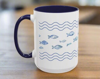 Mok kleine blauwe vis