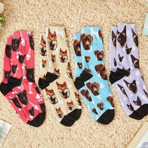 Calzini personalizzati per animali domestici, Calzini personalizzati per gatti, Calzini personalizzati con foto di animali domestici, Volti sui calzini, Regalo per papà gatto, Regalo unico per amanti dei cani, Regalo per proprietari di cani