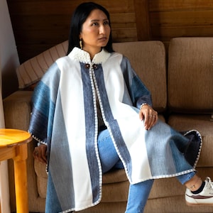 Poncho Capa Chal Alpaca – Ruana de Baby Alpaca · Hecho a Mano Suave y Cálido · Artesanía Andina · Envoltura de Lana Invierno · Regalo Ella