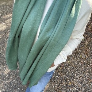 Handwoven Baby Alpaca Scarf – Eucalyptus Green, Lightweight Shawl Wrap image 4