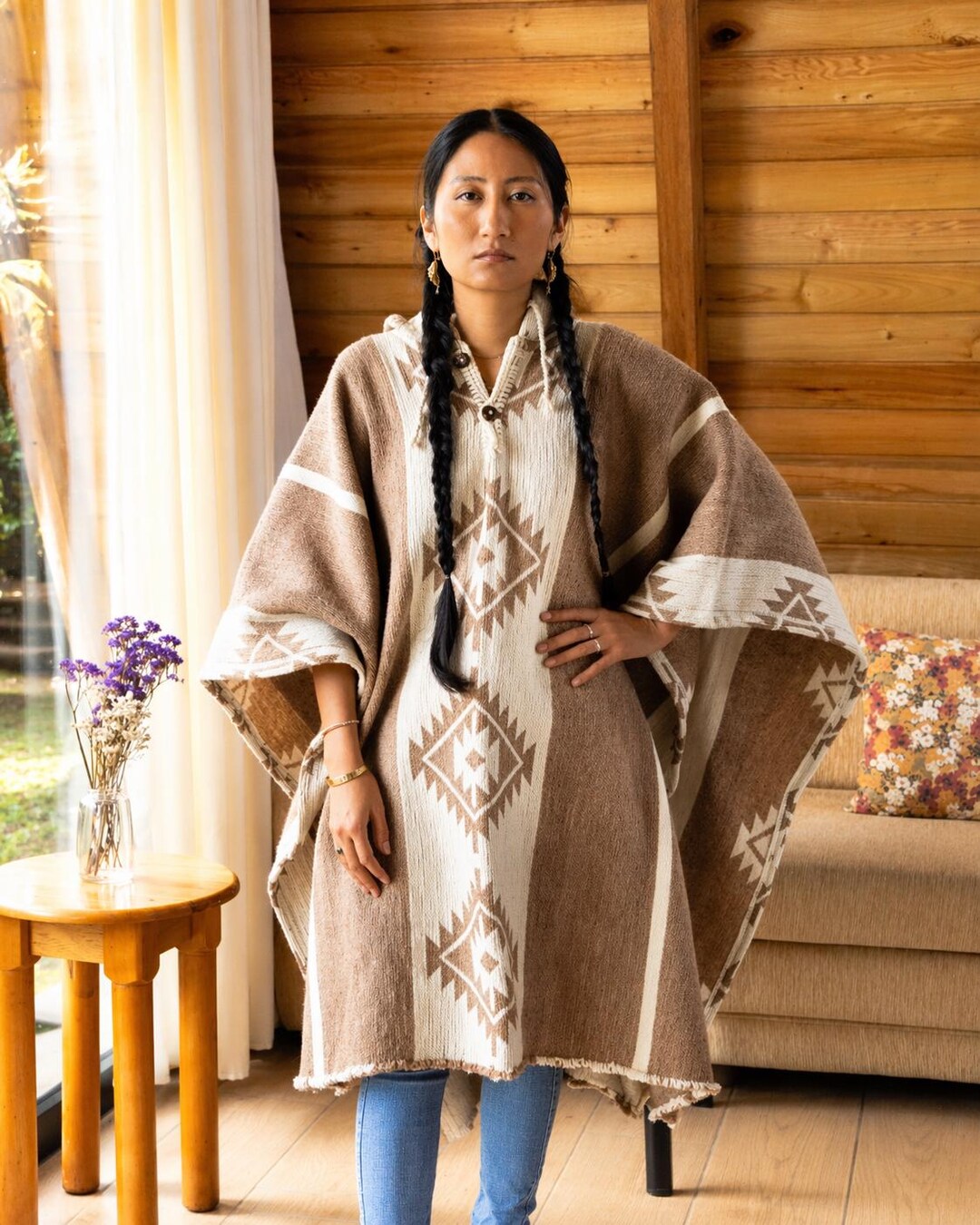 Mens Wool Poncho Hooded – Heavy Winter Poncho – 100% Andean Highland ...