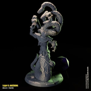 Yuan-ti Anathema Miniature: Serpent Hydra Boss - DnD RPG 35mm