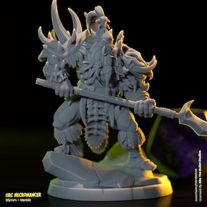 Orc Necromancer D&D Tabletop RPG 32mm Resin Miniature