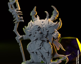 Miniatura de resina de 32 mm para juego de rol de mesa de D&D Orco Brujo