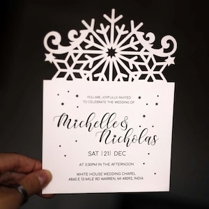 Snowflakes invitation svg templates set of 2, Winter menu snow invites, Christmas party cricut invitation laser cut cameo svg dxf pdf ai cdr