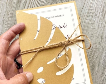 Monstera Leaf Wedding Invitation SVG Template, Tropical Hawaiian (Digital Download)