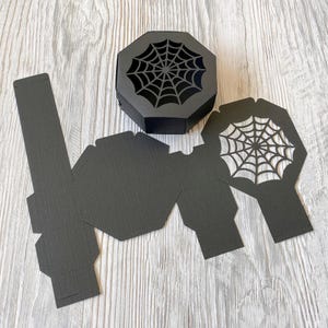 Spinnennetz Geschenkbox mit Deckel achteckig Vorlage svg, Cricut Halloween Party Hochzeit Geschenkbox Laserschnitt, Schablone Cameo Papierschnitt svg dxf cdr
