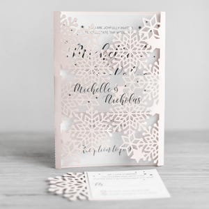 Invitation snowflakes winter svg template, Christmas party cricut gatefold invite, New Year&#39;s theme laser cut invitation, Cameo dxf pdf ai