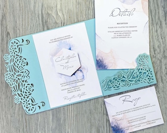 Floral Lace Wedding Invitation SVG Template, Laser Cut Roses (5x7, Digital Download)