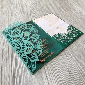 Hochzeitseinladung svg ornamental Vorlage tri-fold 13x18, Pocketfold Laser geschnitten Umschlag für Cricut und Papercut Cameo (cdr, ai, dxf, pdf)