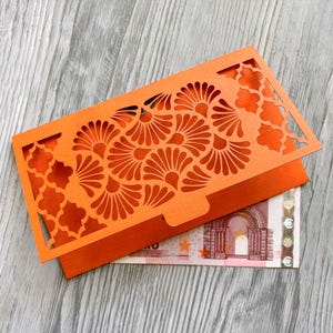 Svg envelope template for cash with ornament pattern, Birthday money holder cricut, Laser cut wedding gift card, Papercut cameo cdr, ai, dxf