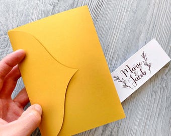 DIY Pocket Wedding Invitation Template, Laser Cut, Cricut, Simple Tri-Fold (SVG, PDF)