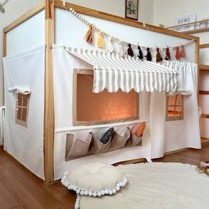 Beige Shop Market curtain Ikea Kura/ Bunk bed curtain/ Accessories bed Ikea Kura/ Kura bed tent/ Kura bed vorhang/ Ikea kura canopy house