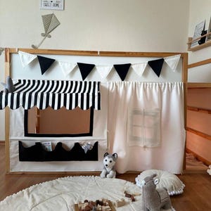 Black Shop Market curtain Ikea Kura/ Bunk bed curtain/ Accessories bed Ikea Kura/ Kura bed tent/ Kura bed vorhang/ Ikea kura canopy house