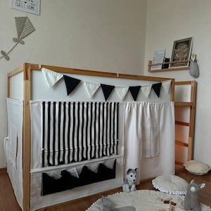 Black Shop Market curtain Ikea Kura/ Bunk bed curtain/ Accessories bed Ikea Kura/ Kura bed tent/ Kura bed vorhang/ Ikea kura canopy house