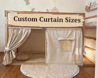 Ikea Kura Bunk Bed Curtain, Beige Cotton Playhouse Tent