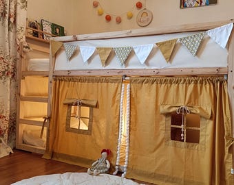 Cortinas Ikea Kura/ Cortinas para literas/ Accesorios para cama Ikea Kura/ Tienda de campaña para cama Kura/ Dosel para cama Ikea Kura/ Casa con dosel