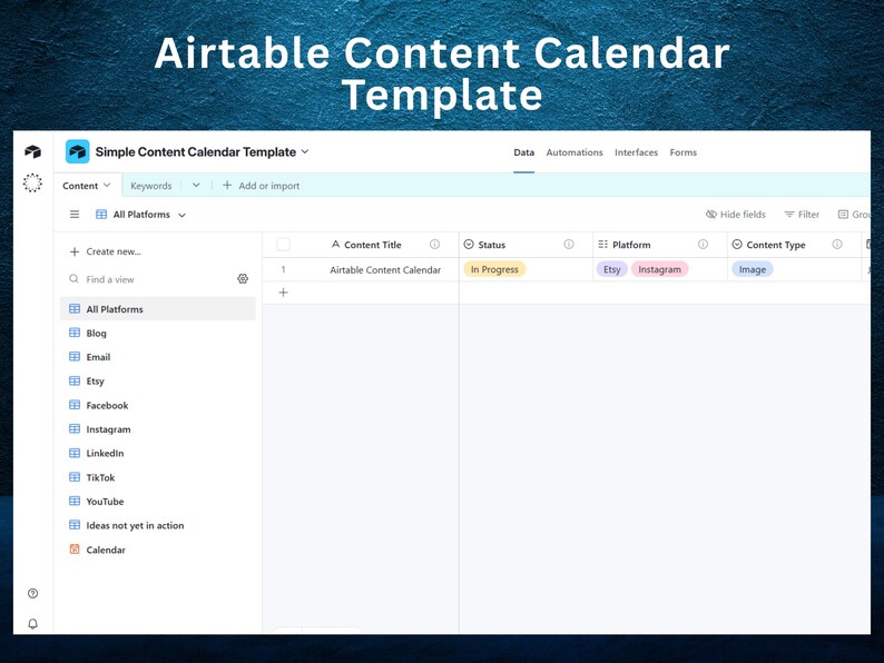 Airtable Content Calendar Template Simple Social Media Planner