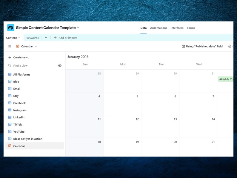 Airtable Content Calendar Template Simple Social Media Planner