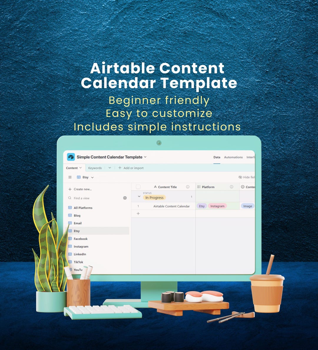 Airtable Content Calendar Template Simple Social Media Planner