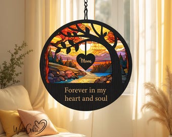 Personalized Memorial Suncatcher, Custom Suncatcher, Loss of Family, Mom/Dad in Heaven, Memorial Gift, Sympathy Keepsake, Remembrance Gifts