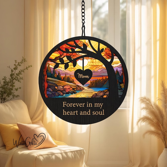 Personalized Memorial Suncatcher, Custom Suncatcher, Loss of Family, Mom/Dad in Heaven, Memorial Gift, Sympathy Keepsake, Remembrance Gifts