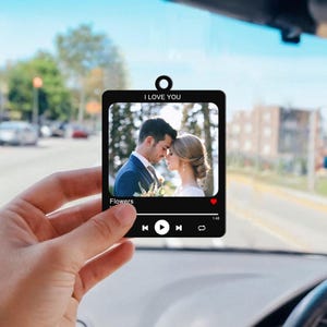 Music Car Photo Ornament Hanging, Personalized Car Photo Ornament Hanging, Couple Photo Car Hanging, Custom Car Photo Hanger, First Car Gift