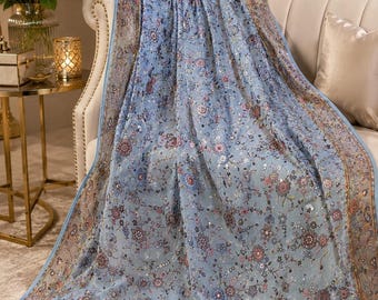 Elegant Light blue fully embroidered Duppatta