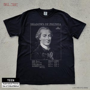 Kant RPG Shirt | Continental Philosophy Character Sheet, Esoteric Hauntology Gift T-Shirt, Dark Gothic Academia Clothes, Enlightenment Drip