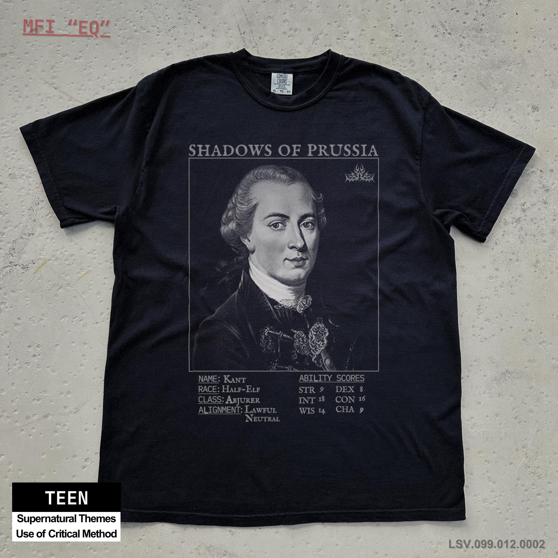Kant RPG Shirt | Continental Philosophy Character Sheet, Esoteric Hauntology Gift T-Shirt, Dark Gothic Academia Clothes, Enlightenment Drip