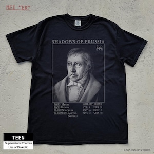 Hegel RPG Shirt | Continental Philosophy Gift, Character Sheet Tee, Hauntology T-Shirt, Dark Academia Clothes, Black Metal Dialectics TShirt