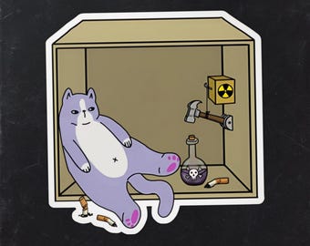 vinyle autocollant chat de Schrödinger | Apathie quantique, STEM grincheux