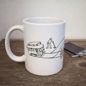 Taza de filosofía sobre el problema del tranvía / Ética, ciencia cognitiva, experimentos mentales, dilemas morales, psicología, filosofía