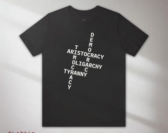 Plato&#39;s Republic (5 Governments) T-Shirt, Aristocracy Timocracy Oligarchy Democracy Tyranny Shirt, Ancient Greek Political Philosophy gift