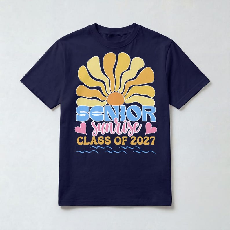 Senior Sunrise Class of 2027 PNG, Boho Retro Sun Graduation Shirt, Cute Senior Year Outfit, Class of 2027 Senior Gift for Girls & Boys